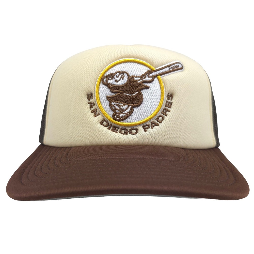 San DIego Padres Mitchell & Ness MLB Trucker Hat Cap 3D Logo Cream Brown New